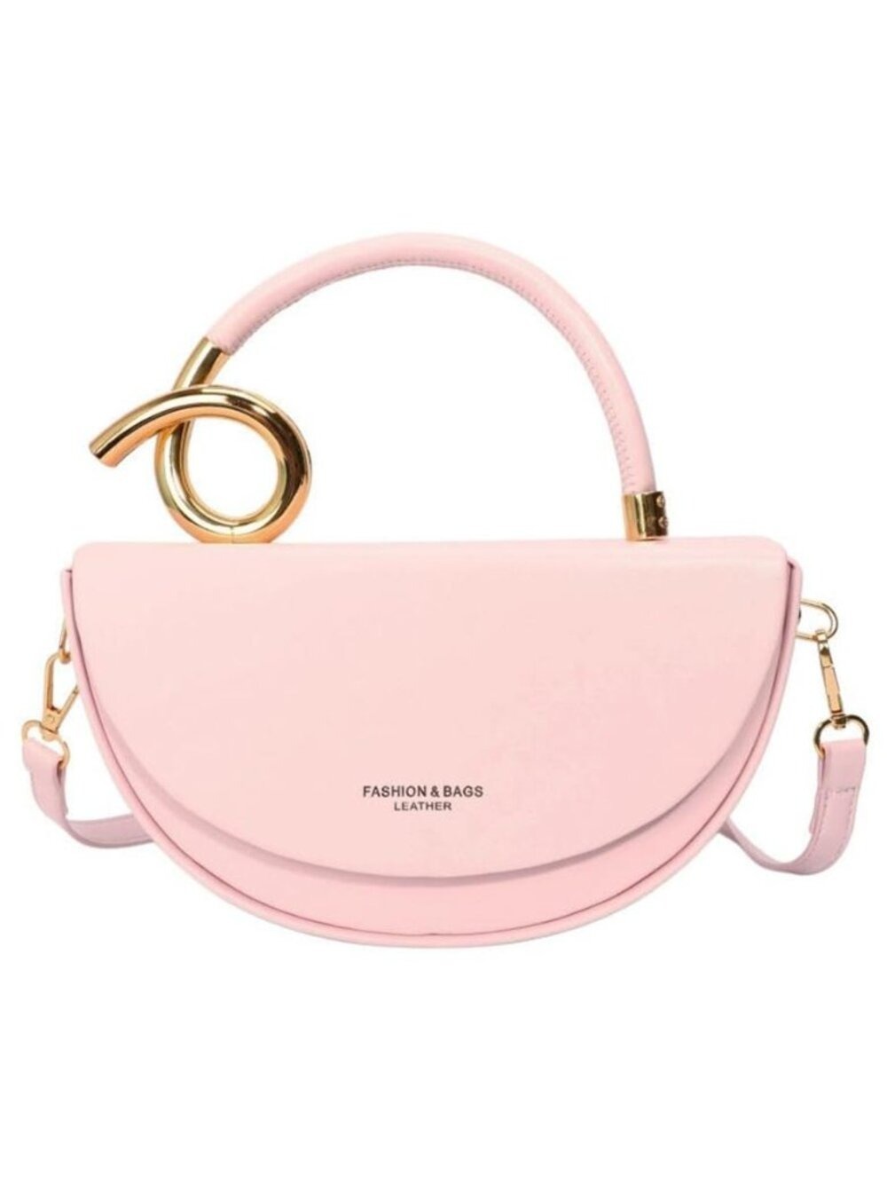 Semi-circular Saddle Purses Elegant Vegan Leather Tote Shoulder chic Bag